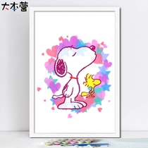 Base camp Snoopy animation decorative painting DIY digital oil color painting American childrens painting hand-filled oil painting