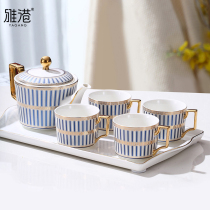Ceramic tea set set simple modern home living room Office four cups coffee hot drink with pot tray combination