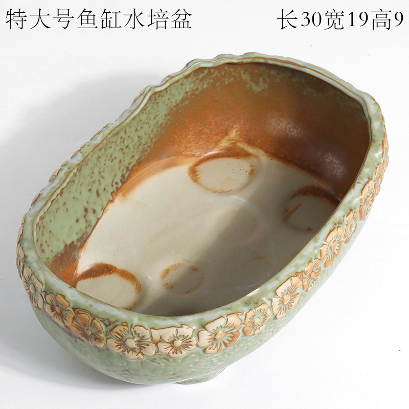 Large extra Large caliber lotus leaf bowl lotus special ceramic hydroponic nonporous grass daffodils cooper money plant flower pot