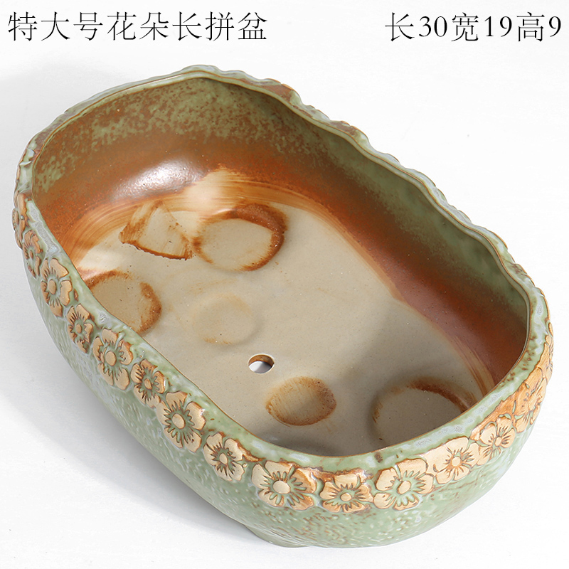 Large extra Large caliber lotus leaf bowl lotus special ceramic hydroponic nonporous grass daffodils cooper money plant flower pot