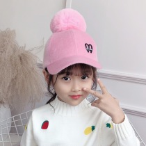 Childrens hats Autumn and winter cute girls hats hair balls Fashion wild boys trendy hats Popular childrens caps