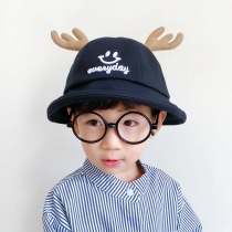 Children fishermans hat spring autumn cute antler baby cap boy and girl personality tide hat child cartoon cute hat