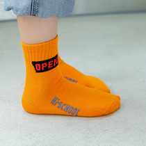 CUHK Child Socks English Alphabet Pure Cotton 1 Spring Autumn Winter 3 Midtubes Socks 5 Short Socks male and female 7-9 years old