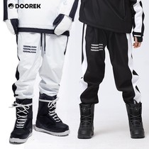 DOOREK new leg ski pants waterproof plus velvet warm ski pants for men and women casual casual leg pants