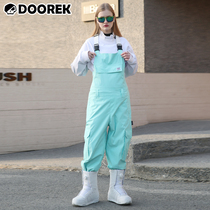 DOOREK new 15K waterproof ski pants womens strap veneer double board thick wear-resistant warm loose neutral