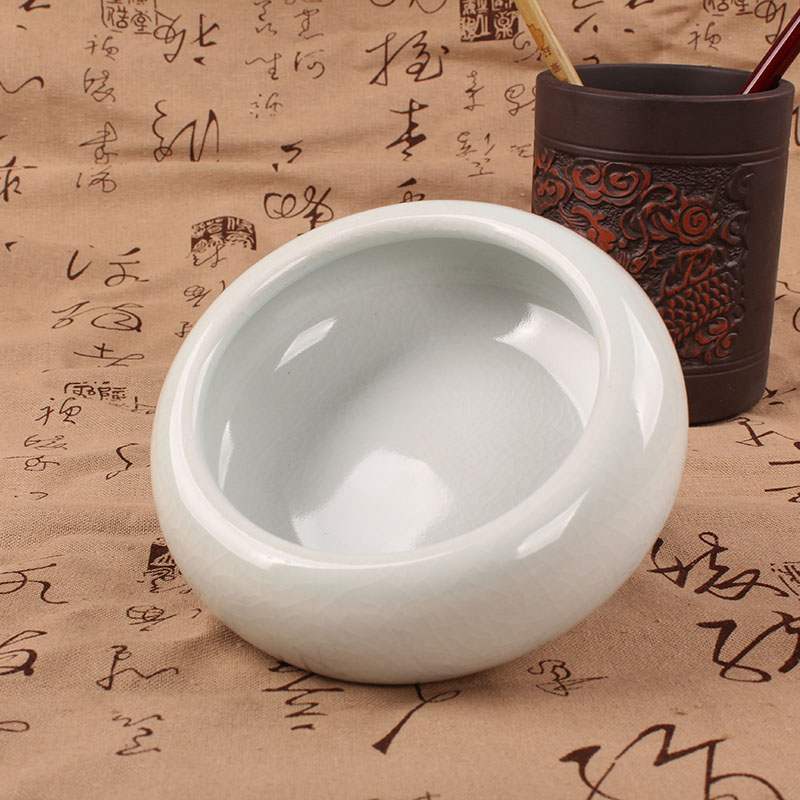 Brush, writing Brush washer from jingdezhen porcelain vase calligraphy supplies four treasures of the study to open the slice porcelain craft porcelain writing Brush washer from blue and white porcelain