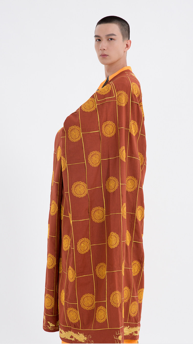 觉牌千花衣韩式祖衣八吉祥袈裟佛教方丈主持红色僧衣过寿搭衣定制