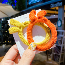 Senmi rabbit children cartoon rubber band girl wool rabbit ear cute head rope princess does not hurt hair headgear