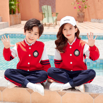 Kindergarten Garden Clothing Spring Autumn Clothing Ingléen Wind Three Sets Sports Pure Cotton First Grade Class Clothes Elementary School Uniform Suit
