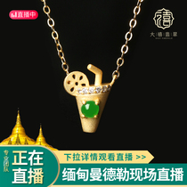 Big Jubilee Emerald Natural A S925 Sterling Silver Inlaid Green Egg Face Necklace choker Pendant Simple Womens