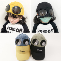 Childrens hats Spring and autumn mens and womens childrens sunscreen Pilot glasses protective cap Baby baseball cap Summer sunshade