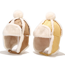 Childrens hats autumn and winter mens and womens baby suede warm earrings childrens cold and velvet thickened Lei Feng hat