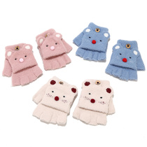 Childrens gloves in autumn and winter infants and young children warm flip cover half finger full finger gloves cute super cute male and female baby antifreeze