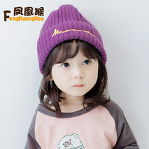 Childrens hat Boy girl Korean version spring and autumn and winter warm embroidered knitted baby pullover baby wool hat