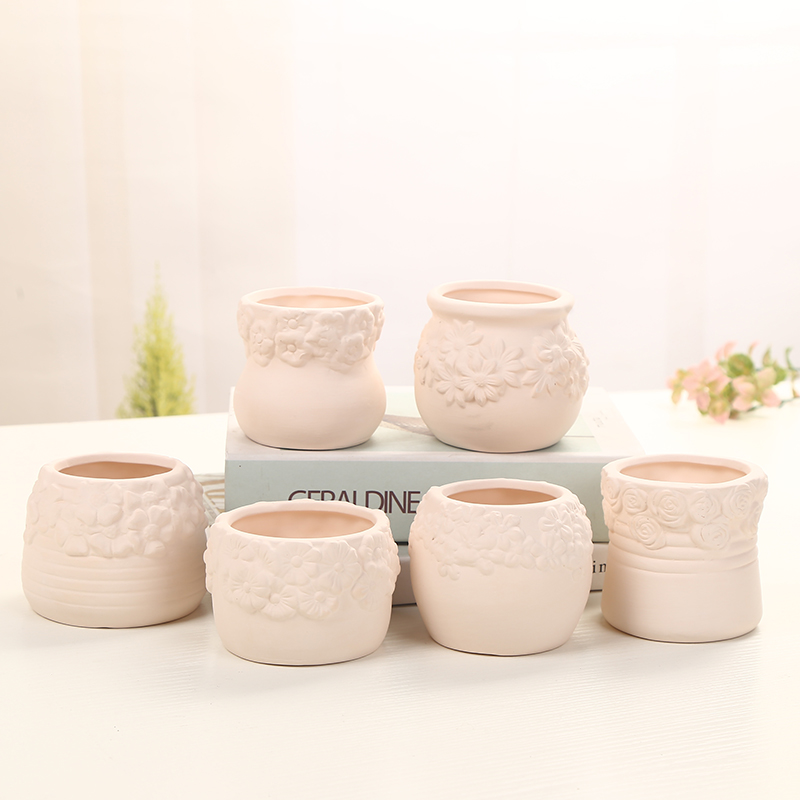 Flowerpot ceramic grain embryo, fleshy meat green plant can be artificial painting diy hand breathable potted flower pot