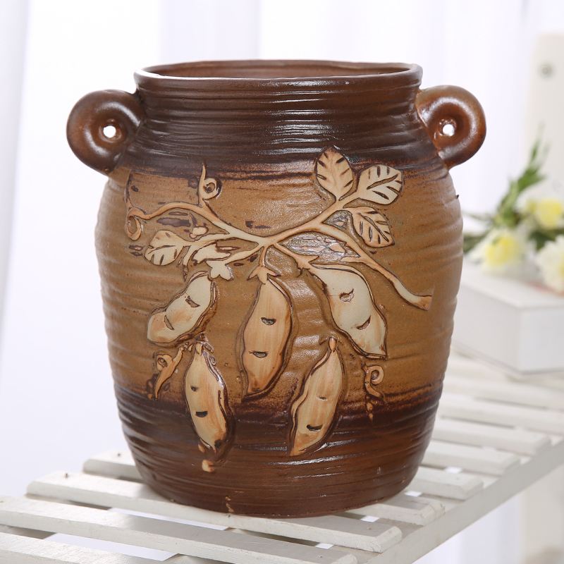 European ceramic flower pot coarse pottery breathable large caliber high model of the old running the fleshy green plant flower vase asparagus rich tree