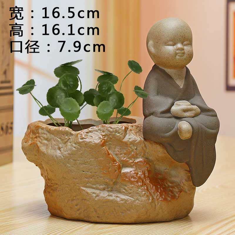 Coarse pottery zen without hole, ceramic flower implement water raise grass daffodils cooper other hydroponic plant pot monk furnishing articles