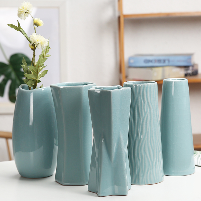 Contracted and pure and fresh and celadon vase dried flower flower implement flowers water raise ceramic flower pot indoor household act the role ofing is tasted furnishing articles