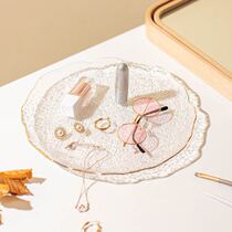 Phnom Penh Transparent Glass Fruit Disk Living Room Household Snacks Disk Redsweets Dish Front Tile Disk