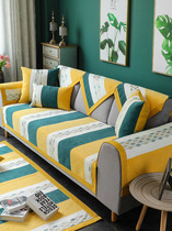 Nordic sofa cushion non-slip four seasons universal chenille fabric simple thin new Chinese solid wood sofa cover cover towel