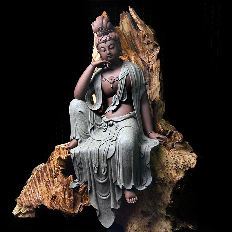 Dehua ceramic comfortable guanyin bodhisattva figure of Buddha zen home porch place offering Chinese style version into gifts