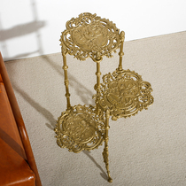 Brass retro butterfly shelving carved hollowed floor multilayer edge Several shelves Fab-style art metal bookshelves