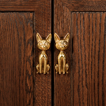 Nordic brass zodiac handle Chinese style creative animal tiger drawer wardrobe cabinet door Golden single hole small handle