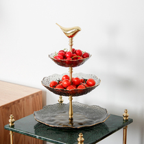 Light and luxurious three-layer refreshment tray European-style ceramic dried fruit tray multilayer pastry living-room Confectionery Pallet rack cake sweet table