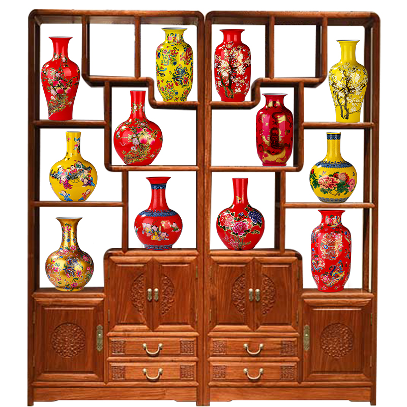 Jingdezhen ceramic large sitting room of large vase vase China red red of Chinese style porch TV ark, furnishing articles