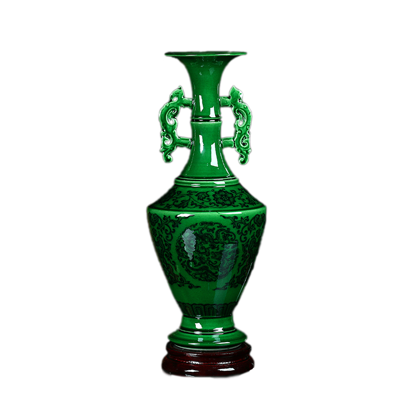 Jingdezhen ceramic vase manual archaize of emerald green, flower arranging new Chinese style household furnishing articles sitting room adornment ornament