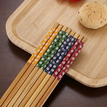 Natural Nanzhu Chopsticks Creativity 5 Color Crushed Flowers Home Cherry Blossom Non-slip Family High Temperature Resistant Alloy Stainless Steel Chopsticks