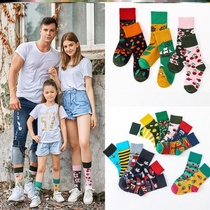 Childrens high waist socks boys asymmetric pattern color Christmas European and American student socks Carnival high socks spring and autumn