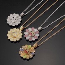 Sun Flowers Necklace Shake the same amount of sun flower Sunflower Seven colorful petals smiling face inlaid with a cool turning necklace