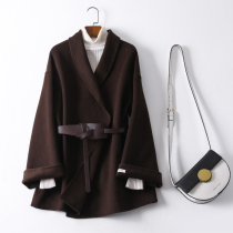 Double-sided wool coat 2021 winter new womens wool coat short fashion small belt age reduction trend