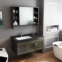 Space Aluminum Rock Board Bath Cabinet Nordic Light Lavish Marble Washbasin Wash Table Bathroom Cabinet Face Basin Hanging