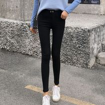 Net red same style plus velvet leggings womens casual high waist nine-point pants elastic thin tight feet wild pencil pants