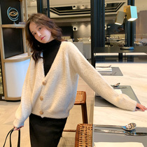 Imitation mink velvet jacket womens short spring and autumn lazy wind small jacket tide loose and wild small fragrant wind top tide ins