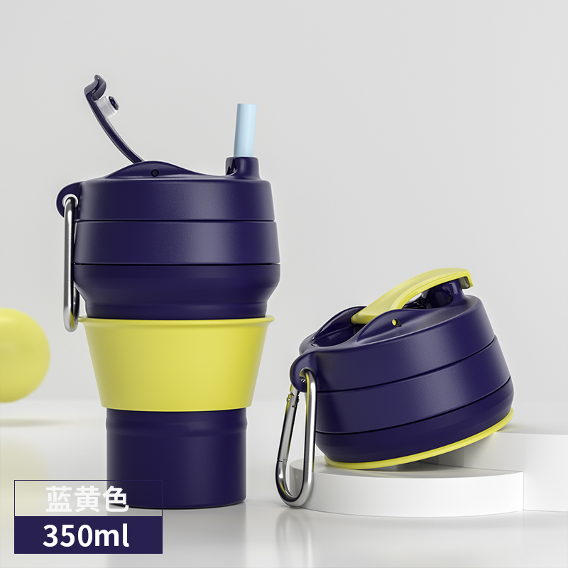 myfriday folding straw cup travel silicone cup high temperature resistant retractable coffee cup portable compressed water cup