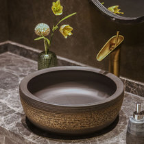 Edge painting Antique art counter basin wash basin round vintage ceramic washbasin Chinese washbasin single basin home