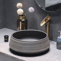 Edge painting art counter basin antique ceramic washbasin Chinese round wash basin single basin bathroom washbasin
