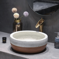 Edge painting table basin antique circular Jingdezhen ceramic art vintage wash basin single basin bathroom washbasin