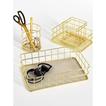 Student dormitory wrought iron storage basket desktop storage basket home snack storage basket bathroom countertop finishing small basket