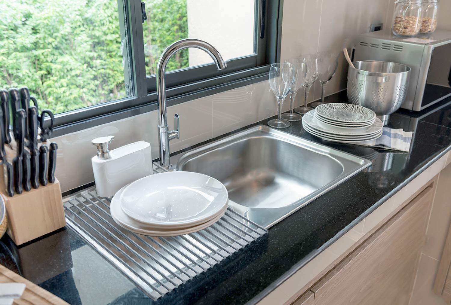 食品级硅胶 厨房洗手盆滤水架水槽置物架可卷折叠水池卷帘沥水架