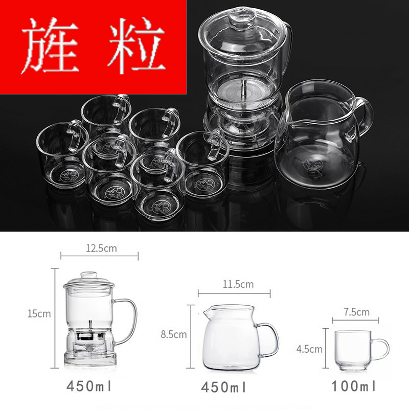 Continuous grain of lazy glass set 6 cups heat - resistant domestic filter rushed the teapot automatic tea