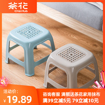 Tea Flowers Home Plastic Stools Fashion Tea Table Stool Children Short Stools Small Bench Swap Shoes Stool Single
