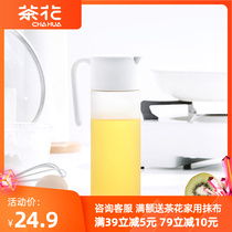Tea flower antibacterial large capacity oil pot kitchen home glass oil pot soy sauce vinegar seasoning pot automatic opening and closing anti-leaking pot