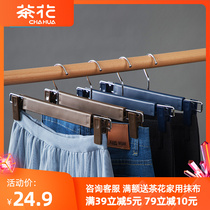 Tea Flower Plastic Home Pants Rack No Marks Anti Slip Pants Clip Pants Hung Pants Han Clothes Hanger Clips Versatile