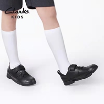 (Eaton Guild Clarks joint section) Boy three-peed bottom black leather shoes 19E104