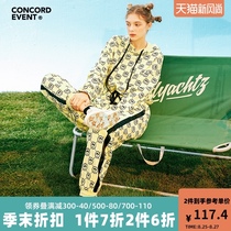 CONCORDEVENT fashion sweatpants womens trend loose beam feet full of prints ins high waist sports trend casual autumn