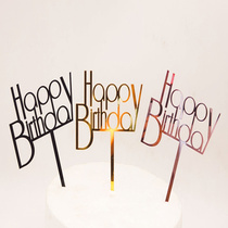 New simple birthday cake baking decoration gold Black Rose Red acrylic HAPPYBIRTHDAY card